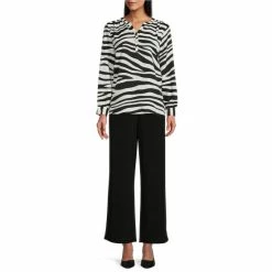 Coupon ❤️ Investments Petite Size Exploded Zebra Print Long Sleeve Y-Neck Woven Top Explored Zebra 👍 -Investments Shop unnamed file 1952