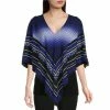 Best Sale 💯 Slim Factor By Investments Pixelized Print V-Neck 3/4 Sleeve Dobby Knit Poncho Pixelized Scarf 😀