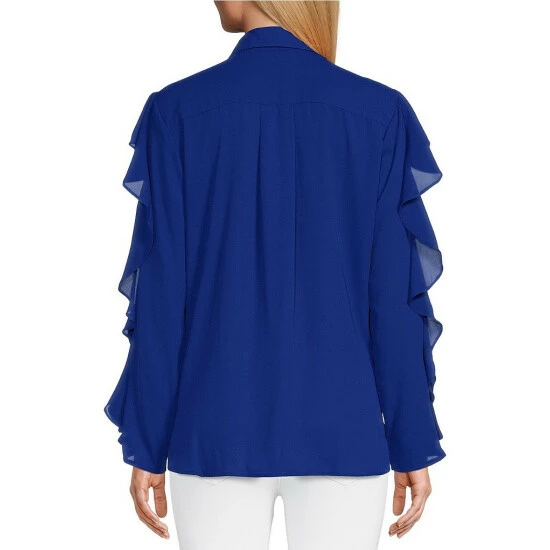 Coupon ๐ Slim Factor By Investments Ruffled Point Collar Long Sleeve Cold Shoulder Button Front Blouse Black ๐ 8 Coupon ๐ Slim Factor By Investments Ruffled Point Collar Long Sleeve Cold Shoulder Button Front Blouse Black ๐ - Image 8