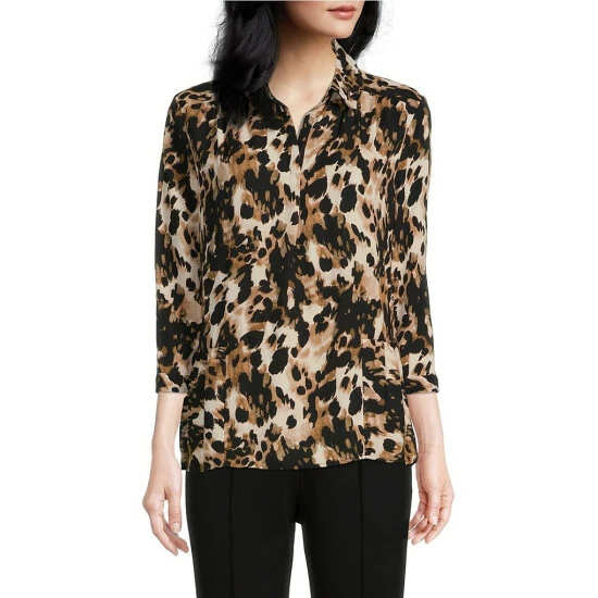 Wholesale ๐ฅ Investments Woven Cheetah Brushstroke Print Y-Neck 3/4 Sleeve Flounce Hem Top ๐ 1 Wholesale ๐ฅ Investments Woven Cheetah Brushstroke Print Y-Neck 3/4 Sleeve Flounce Hem Top ๐