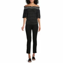 Top 10 🎉 Slim Factor By Investments Dotted Stripe Print Smocked Off-the-Shoulder Short Sleeve Knit Top 🎉 -Investments Shop unnamed file 1983