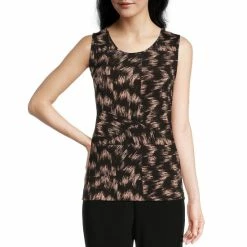 Brand new 🥰 Investments Soft Separates Blocked Etchings Print Reversible Scoop To Crew Neck Sleeveless Top 🧨