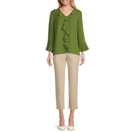 Brand new 🎉 Investments Riley Woven Cascading Ruffle V-Neck 3/4 Sleeve Top Ocean Depths 💯 3 Brand new 🎉 Investments Riley Woven Cascading Ruffle V-Neck 3/4 Sleeve Top Ocean Depths 💯 - Image 3