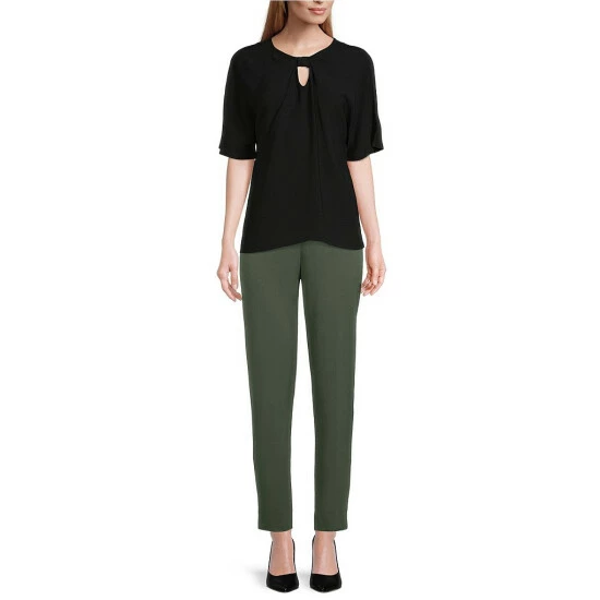 Promo 🎉 Investments Petite Size Woven Keyhole Neck Short Sleeve Top Hot Spot 🎉 6 Promo 🎉 Investments Petite Size Woven Keyhole Neck Short Sleeve Top Hot Spot 🎉 - Image 6