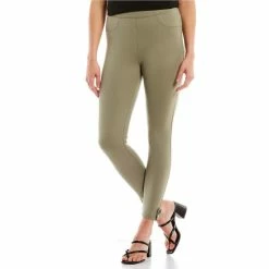 Wholesale 🔥 Slim Factor By Investments Sage Classic Waist Cropped Button Ponte Leggings 🌟