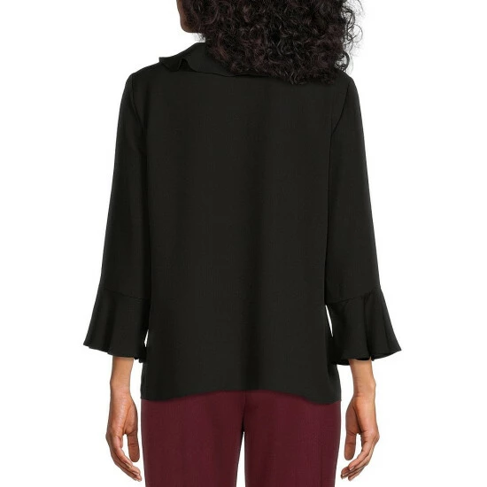 Brand new 🎉 Investments Riley Woven Cascading Ruffle V-Neck 3/4 Sleeve Top Ocean Depths 💯 5 Brand new 🎉 Investments Riley Woven Cascading Ruffle V-Neck 3/4 Sleeve Top Ocean Depths 💯 - Image 5