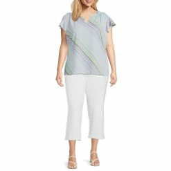 Best deal 🔥 Investments Plus Size Diagonal Stripe Split V-Neck Short Flutter Sleeve Top ⭐ 5 Best deal 🔥 Investments Plus Size Diagonal Stripe Split V-Neck Short Flutter Sleeve Top ⭐ -Investments Shop unnamed file 2032