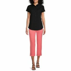 Wholesale 🛒 Investments Petite Size Woven Short Sleeve Point Collar Button Front Top Black 😀 16 Wholesale 🛒 Investments Petite Size Woven Short Sleeve Point Collar Button Front Top Black 😀 -Investments Shop unnamed file 2050