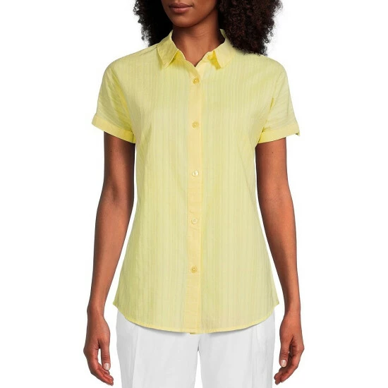 Wholesale 🛒 Investments Petite Size Woven Short Sleeve Point Collar Button Front Top Black 😀 10 Wholesale 🛒 Investments Petite Size Woven Short Sleeve Point Collar Button Front Top Black 😀 - Image 10