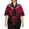 New 🌟 Slim Factor By Investments Plus Size Floral Lace Print Print 3/4 Sleeve V-Neck Tie Poncho ⭐