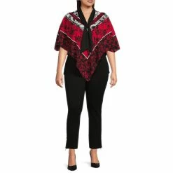 New 🌟 Slim Factor By Investments Plus Size Floral Lace Print Print 3/4 Sleeve V-Neck Tie Poncho ⭐ -Investments Shop unnamed file 2078