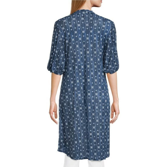 Buy โ Slim Factor By Investments Daisy Geo Print 3/4 Puff Sleeve Open Front Lightweight Mesh Cardigan ๐ฏ 2 Buy โ Slim Factor By Investments Daisy Geo Print 3/4 Puff Sleeve Open Front Lightweight Mesh Cardigan ๐ฏ - Image 2