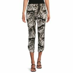 Buy 🎁 Investments Soft Separates Textured Tropic Crop Straight Leg Tulip Hem Coordinating Pull-On Pants 🛒