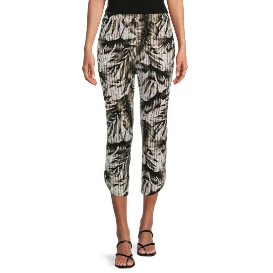Buy π Investments Soft Separates Textured Tropic Crop Straight Leg Tulip Hem Coordinating Pull-On Pants π 1 Buy π Investments Soft Separates Textured Tropic Crop Straight Leg Tulip Hem Coordinating Pull-On Pants π