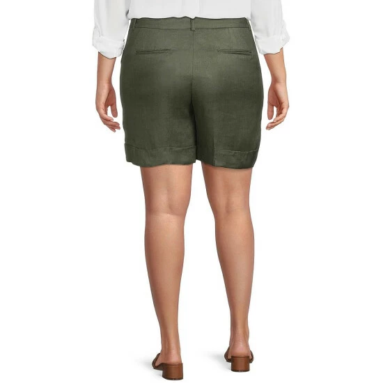Deals ๐ Investments Plus Size Linen Mid Rise Pleated Cuffed Shorts Black โจ 5 Deals ๐ Investments Plus Size Linen Mid Rise Pleated Cuffed Shorts Black โจ - Image 5