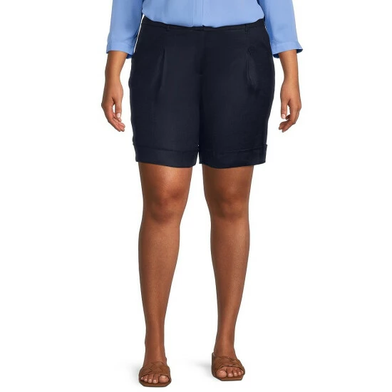 Deals ๐ Investments Plus Size Linen Mid Rise Pleated Cuffed Shorts Black โจ 7 Deals ๐ Investments Plus Size Linen Mid Rise Pleated Cuffed Shorts Black โจ - Image 7