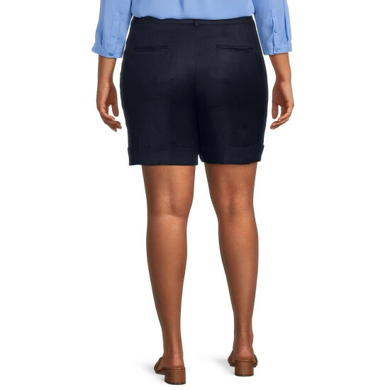 Deals ๐ Investments Plus Size Linen Mid Rise Pleated Cuffed Shorts Black โจ 8 Deals ๐ Investments Plus Size Linen Mid Rise Pleated Cuffed Shorts Black โจ - Image 8