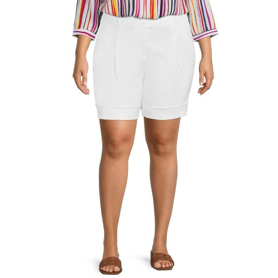 Deals ๐ Investments Plus Size Linen Mid Rise Pleated Cuffed Shorts Black โจ 9 Deals ๐ Investments Plus Size Linen Mid Rise Pleated Cuffed Shorts Black โจ - Image 9