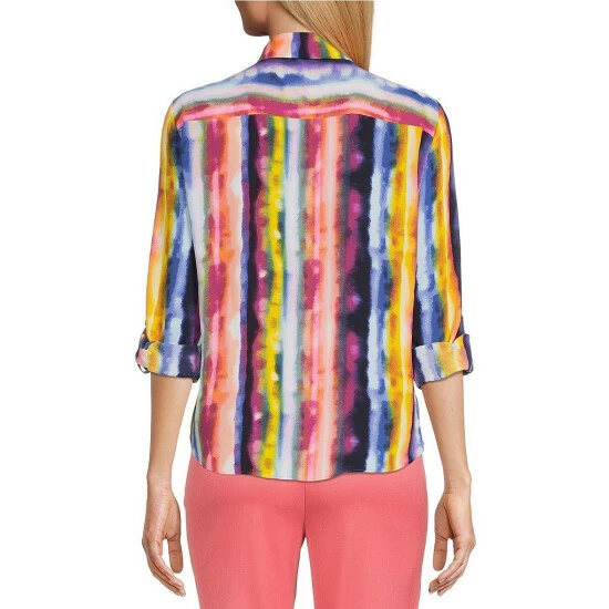 Buy ๐ฅ Investments Petite Size Kelly Point Collar Long Roll-Tab Sleeve Button Tie Front Stripe Top Fluid Stripe ๐ 2 Buy ๐ฅ Investments Petite Size Kelly Point Collar Long Roll-Tab Sleeve Button Tie Front Stripe Top Fluid Stripe ๐ - Image 2