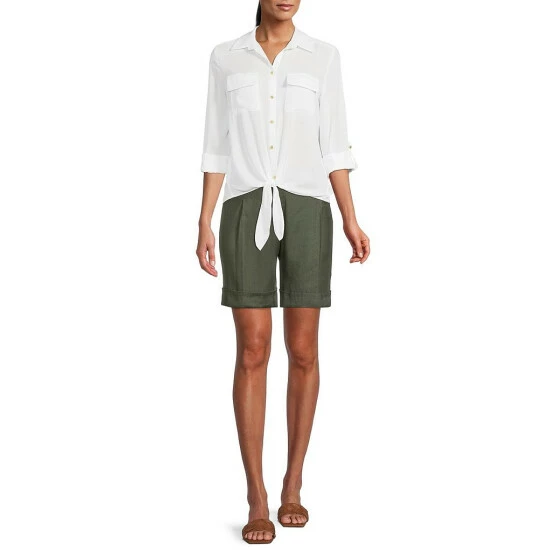 Outlet ๐ Investments Linen Pleated Cuffed Mid Rise Shorts Abundant Green ๐ฅฐ 3 Outlet ๐ Investments Linen Pleated Cuffed Mid Rise Shorts Abundant Green ๐ฅฐ - Image 3