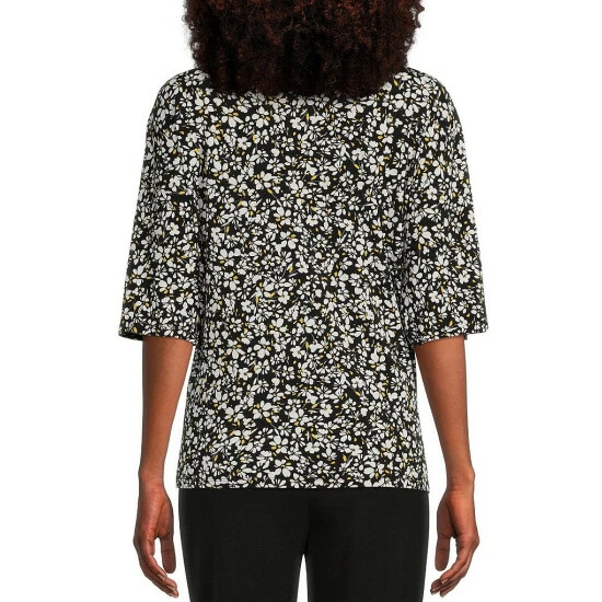 Buy ๐ Investments Knit Pop Ditsy Floral Print Keyhole Neck Elbow Sleeve Top ๐คฉ 2 Buy ๐ Investments Knit Pop Ditsy Floral Print Keyhole Neck Elbow Sleeve Top ๐คฉ - Image 2