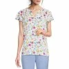 Discount 🥰 Investments Petite Size Watercolor Floral Print Split V-Neck Short Flutter Sleeve Top 👏
