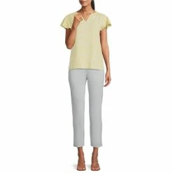 Cheapest ⭐ Investments Petite Size Breezy Petal Print Split V-Neck Short Flutter Sleeve Top ⭐ -Investments Shop unnamed file 2174