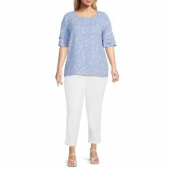 Best deal 🎉 Investments Plus Size Floral Print Jewel Neck Short Tiered Sleeve Woven Top 😍 -Investments Shop unnamed file 2177