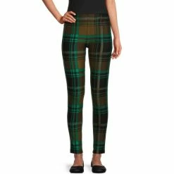 New 🔥 Slim Factor By Investments No Waist Overscale Plaid Leggings Olive Plaid ✔️