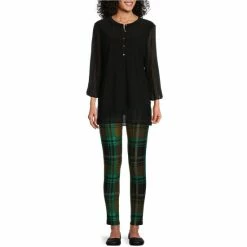 New 🔥 Slim Factor By Investments No Waist Overscale Plaid Leggings Olive Plaid ✔️ -Investments Shop unnamed file 227