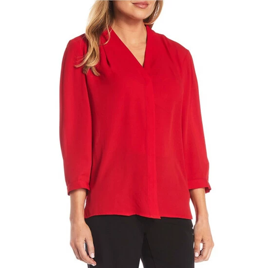 Coupon ✔️ Investments Caroline Signature V-Neck 3/4 Sleeve Button Front Top Stoplight Red 🎉 9 Coupon ✔️ Investments Caroline Signature V-Neck 3/4 Sleeve Button Front Top Stoplight Red 🎉 - Image 9