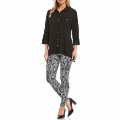 Promo 🤩 Slim Factor By Investments Bridget 3/4 Sleeve Button Front High-Low Top Royal Blue 👍 -Investments Shop unnamed file 264