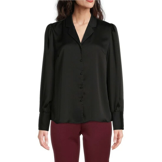 Brand new 😉 Investments Woven Long Sleeve Button Front Notch Collar Top Surf The Web 🌟 1 Brand new 😉 Investments Woven Long Sleeve Button Front Notch Collar Top Surf The Web 🌟