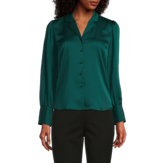 Brand new 😉 Investments Woven Long Sleeve Button Front Notch Collar Top Surf The Web 🌟 4 Brand new 😉 Investments Woven Long Sleeve Button Front Notch Collar Top Surf The Web 🌟 - Image 4