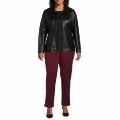 Coupon 🔥 Investments Plus Size Genuine Leather Point Collar Long Sleeve Zip Front Jacket Ruby Red 💯 -Investments Shop unnamed file 29