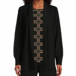 Best Pirce ✔️ Investments Petite Size Soft Separates Ribbed Knit Long Sleeve Open Front Coordinating Jacket Black ⭐ -Investments Shop unnamed file 319