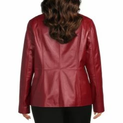 Coupon 🔥 Investments Plus Size Genuine Leather Point Collar Long Sleeve Zip Front Jacket Ruby Red 💯 -Investments Shop unnamed file 32