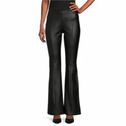 Best deal 🛒 Slim Factor By Investments No Waist 🧥 Coated Ponte Flare Pants Black 🔔