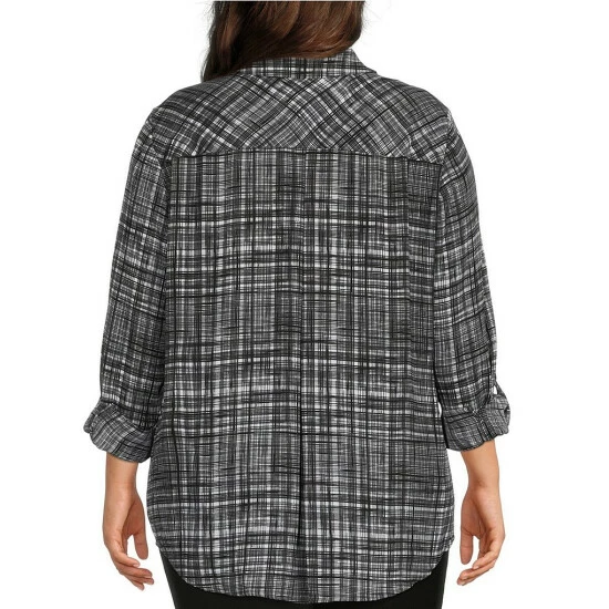Best deal ๐ฅ Investments Plus Size Olivia Subtle Plaid Print Point Collar Roll-Tab Sleeve Button Front Utility Blouse โ๏ธ 2 Best deal ๐ฅ Investments Plus Size Olivia Subtle Plaid Print Point Collar Roll-Tab Sleeve Button Front Utility Blouse โ๏ธ - Image 2