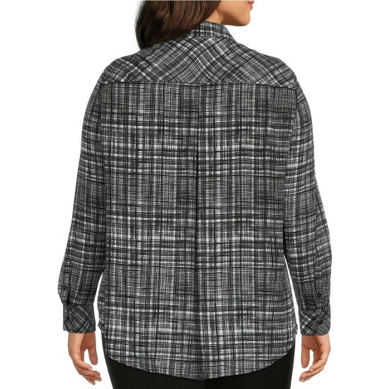 Best deal ๐ฅ Investments Plus Size Olivia Subtle Plaid Print Point Collar Roll-Tab Sleeve Button Front Utility Blouse โ๏ธ 5 Best deal ๐ฅ Investments Plus Size Olivia Subtle Plaid Print Point Collar Roll-Tab Sleeve Button Front Utility Blouse โ๏ธ - Image 5