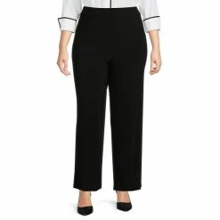 New 🤩 Investments Plus Size Soft Separates Straight Leg Elastic Waist Pull-On Pants Black 👍