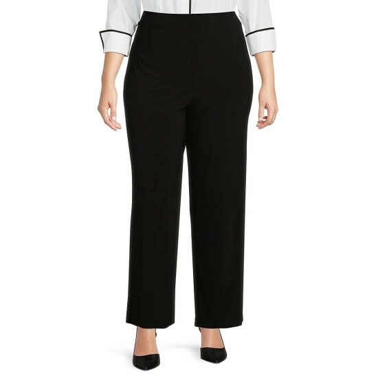 New 🤩 Investments Plus Size Soft Separates Straight Leg Elastic Waist Pull-On Pants Black 👍 1 New 🤩 Investments Plus Size Soft Separates Straight Leg Elastic Waist Pull-On Pants Black 👍