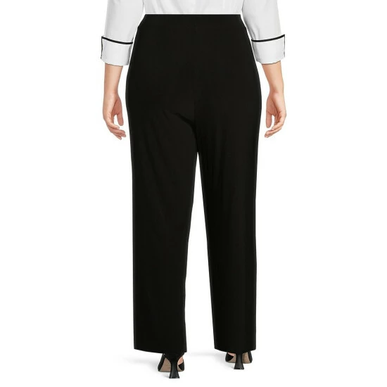 New 🤩 Investments Plus Size Soft Separates Straight Leg Elastic Waist Pull-On Pants Black 👍 2 New 🤩 Investments Plus Size Soft Separates Straight Leg Elastic Waist Pull-On Pants Black 👍 - Image 2
