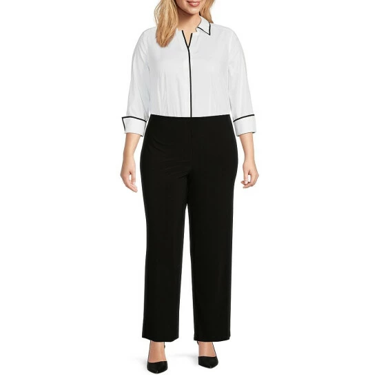 New 🤩 Investments Plus Size Soft Separates Straight Leg Elastic Waist Pull-On Pants Black 👍 3 New 🤩 Investments Plus Size Soft Separates Straight Leg Elastic Waist Pull-On Pants Black 👍 - Image 3