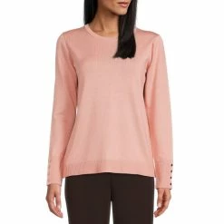 Discount 🔥 Investments Crew Neck Long Button Sleeve Sweater Mellow Rose ✔️ -Investments Shop unnamed file 373