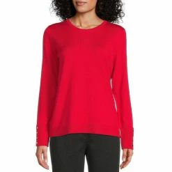 Discount 🔥 Investments Crew Neck Long Button Sleeve Sweater Mellow Rose ✔️ -Investments Shop unnamed file 374