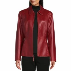 Best Sale 🎉 Investments Genuine Lamb Leather Point Collar Long Sleeve Zip Front Jacket Ruby Red 💯 12 Best Sale 🎉 Investments Genuine Lamb Leather Point Collar Long Sleeve Zip Front Jacket Ruby Red 💯 -Investments Shop unnamed file 4