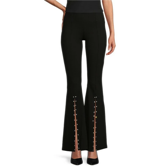 Best Sale π€© Slim Factor By Investments Ponte Knit No Waist Rhinestone Stud Embellished Front Slit Flare Leg Pants Black π₯° 1 Best Sale π€© Slim Factor By Investments Ponte Knit No Waist Rhinestone Stud Embellished Front Slit Flare Leg Pants Black π₯°