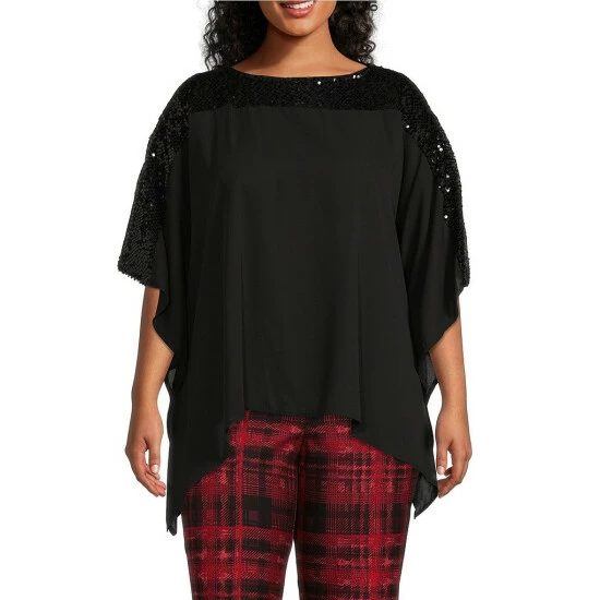 Buy ๐ฅ Slim Factor By Investments Plus Size Dolman Sleeve Sequin Yoke Tunic Black ๐คฉ 1 Buy ๐ฅ Slim Factor By Investments Plus Size Dolman Sleeve Sequin Yoke Tunic Black ๐คฉ