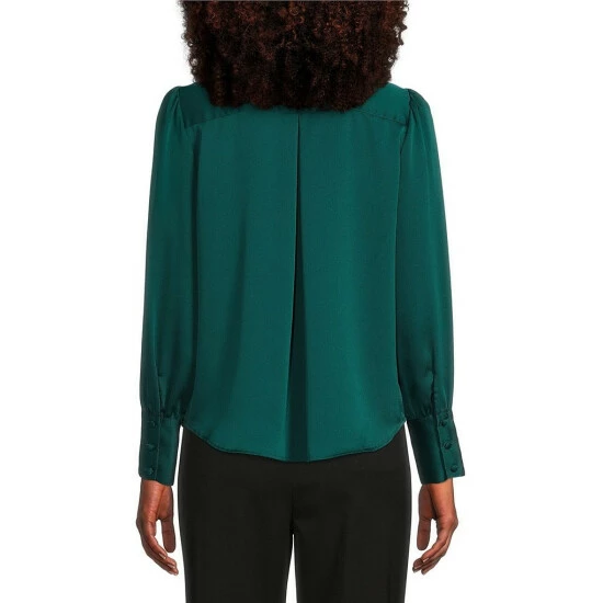 Discount 💯 Investments Petite Size Woven Long Sleeve Button Front Notch Collar Top Black ❤️ 5 Discount 💯 Investments Petite Size Woven Long Sleeve Button Front Notch Collar Top Black ❤️ - Image 5